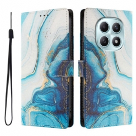 Δερματινη Θηκη Xiaomi Redmi Note 15 5g Μπλε Μάρμαρο