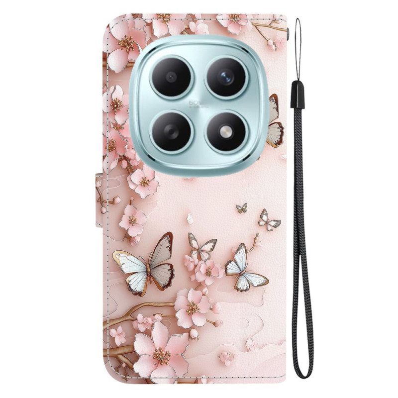 Δερματινη Θηκη Xiaomi Redmi Note 15 5g Ροζ Πεταλούδες