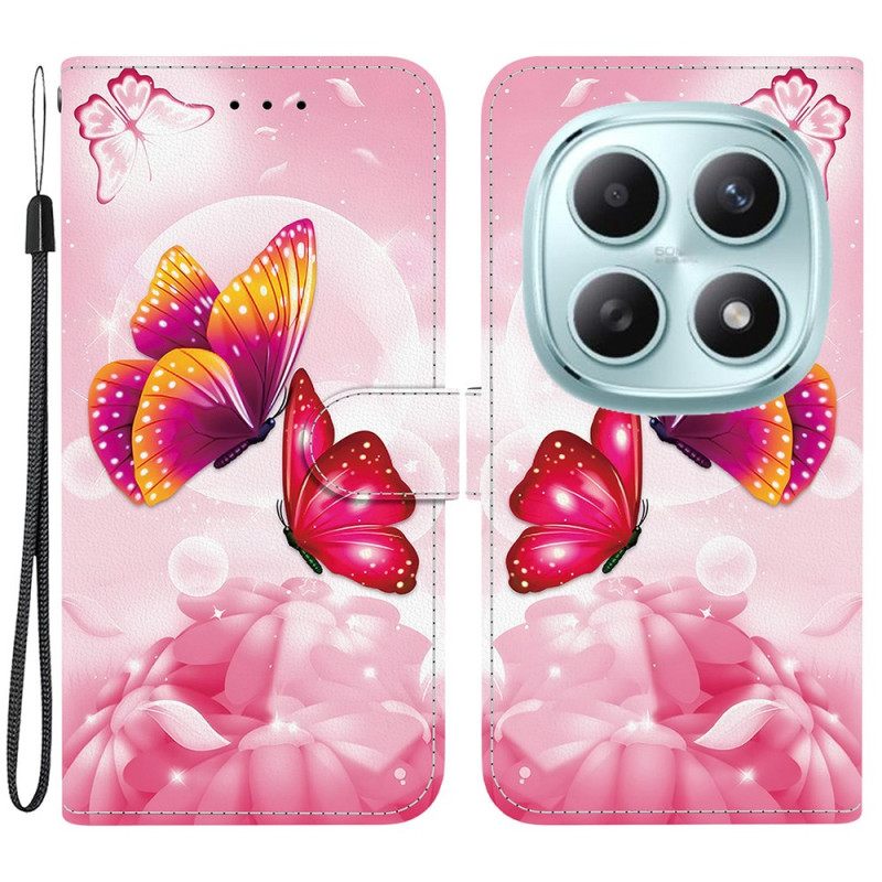 Δερματινη Θηκη Xiaomi Redmi Note 15 5g Ροζ Πεταλούδες