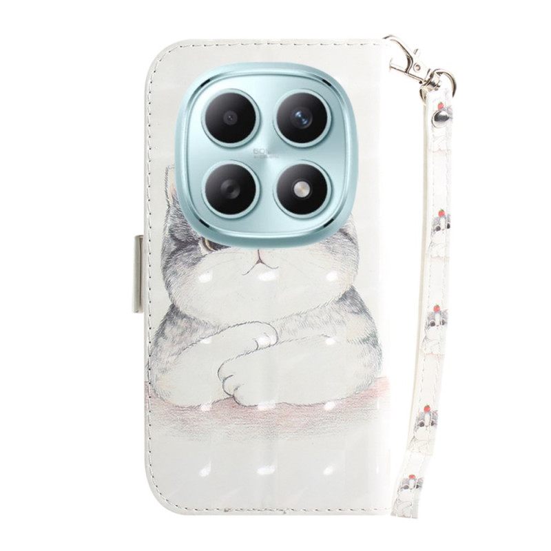 Δερματινη Θηκη Xiaomi Redmi Note 15 5g Χαριτωμένη Γάτα Με Κορδόνι