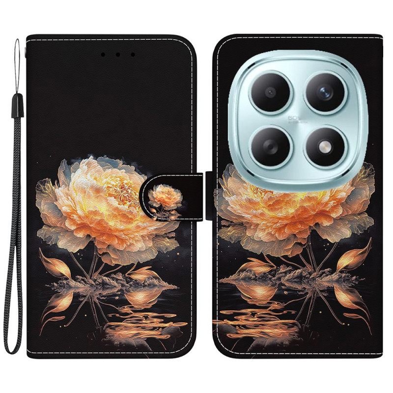 Δερματινη Θηκη Xiaomi Redmi Note 15 5g Χρυσή Παιώνια Σιλικόνης