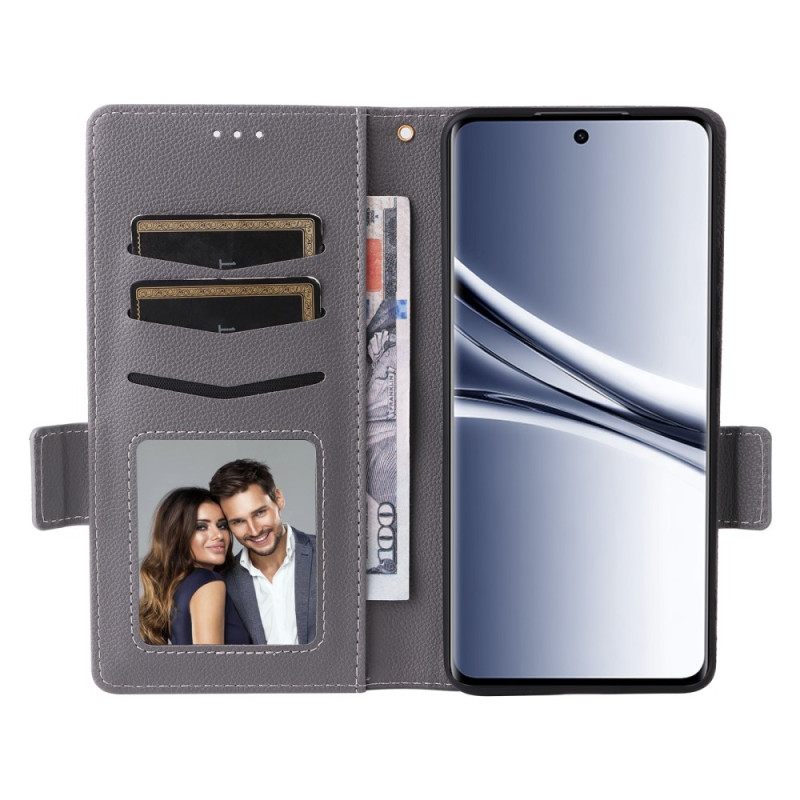 Δερματινη Θηκη Xiaomi Redmi Note 15 5g Υφή Λίτσι Με Λουράκι Σιλικόνης