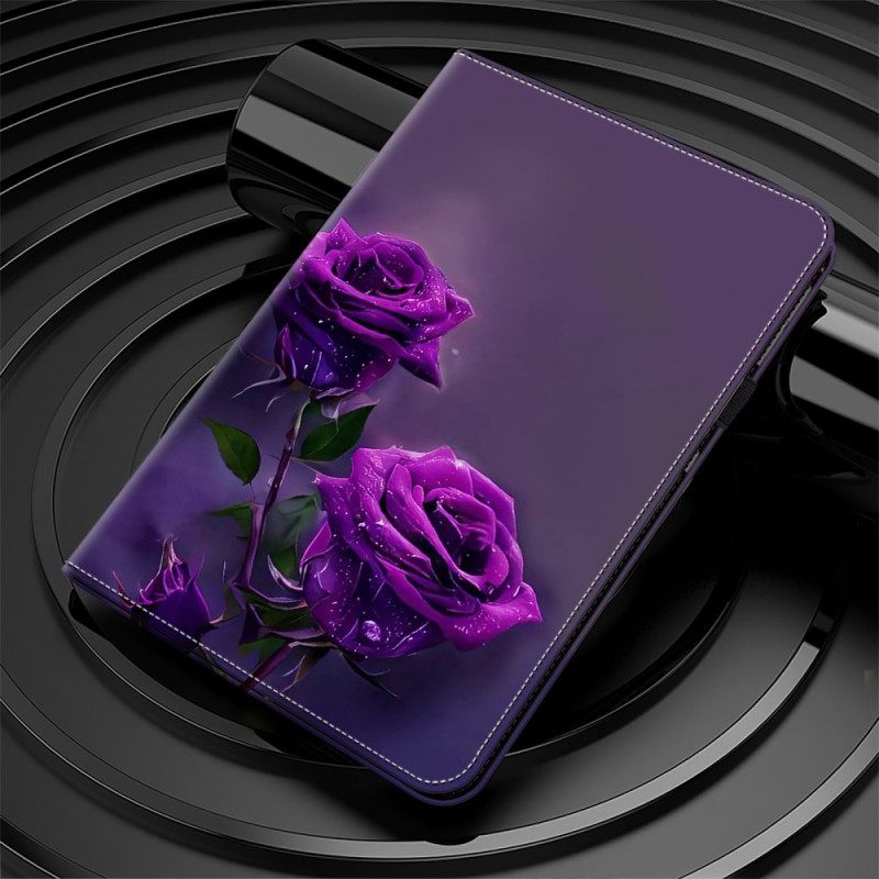 Δερματινη Θηκη iPad (2025) Μωβ Τριαντάφυλλα