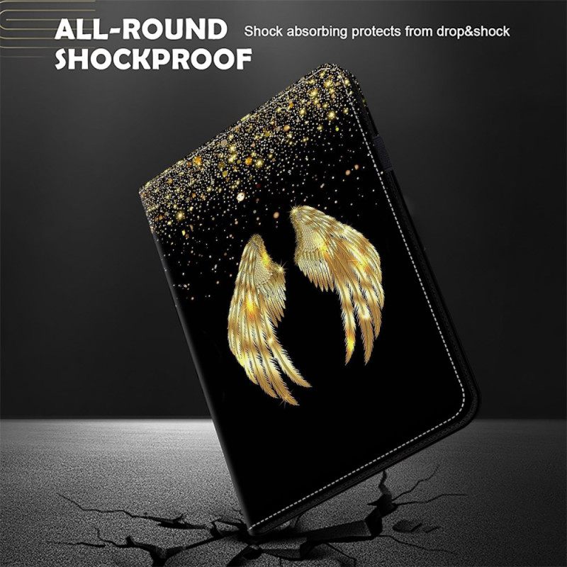 Δερματινη Θηκη iPad (2025) Χρυσά Φτερά Σιλικόνης