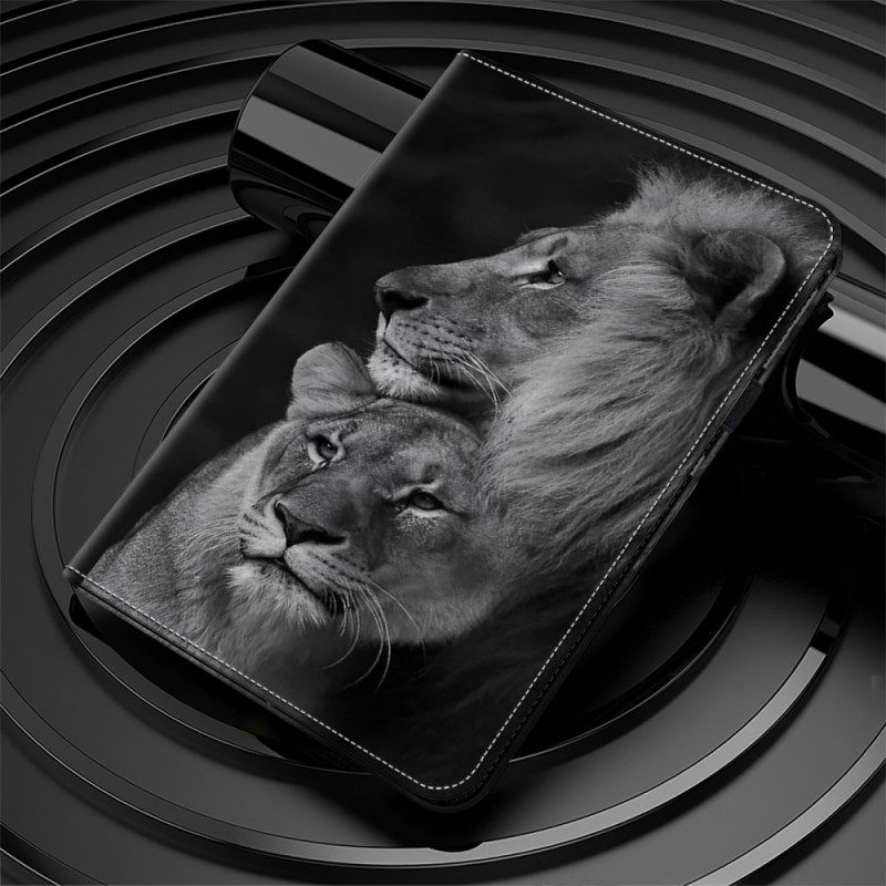 Δερματινη Θηκη iPad (2025) Ζευγάρι Λιονταριών