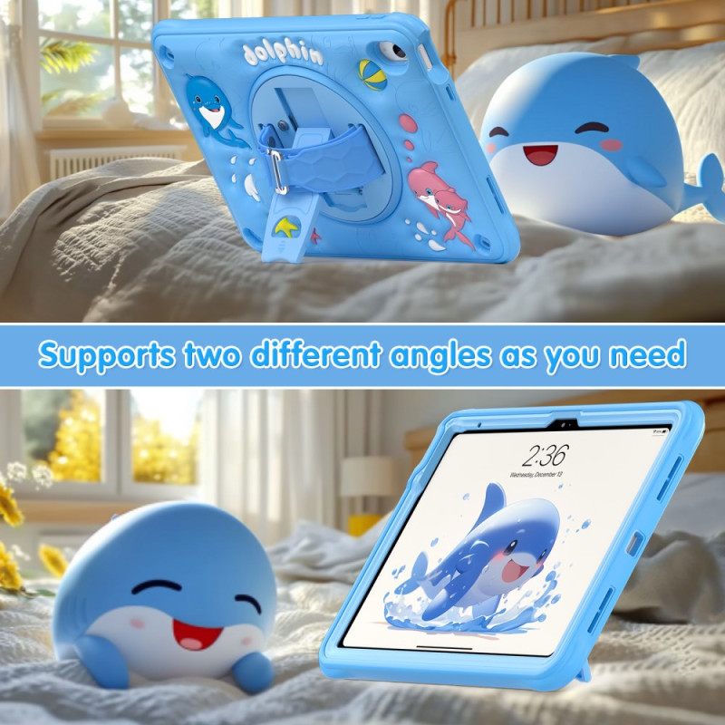 Κάλυμμα iPad (2025) Παιδική Περιστρεφόμενη Βάση Και Λουρί Δελφινιού