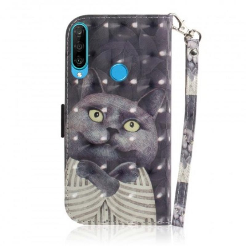 Κάλυμμα Huawei P30 Lite με κορδονι Γκρι Strappy Cat