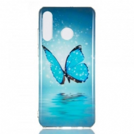 θηκη κινητου Huawei P30 Lite Φθορίζουσα Μπλε Πεταλούδα