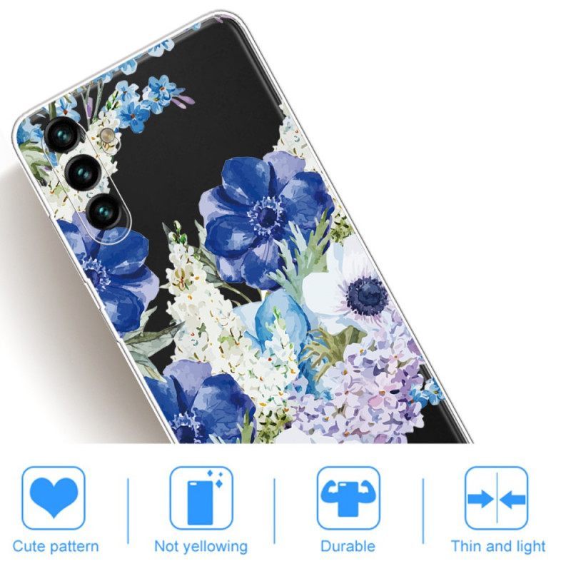 Θήκη Samsung Galaxy A13 5G / A04s Ακουαρέλα Μπλε Λουλούδια
