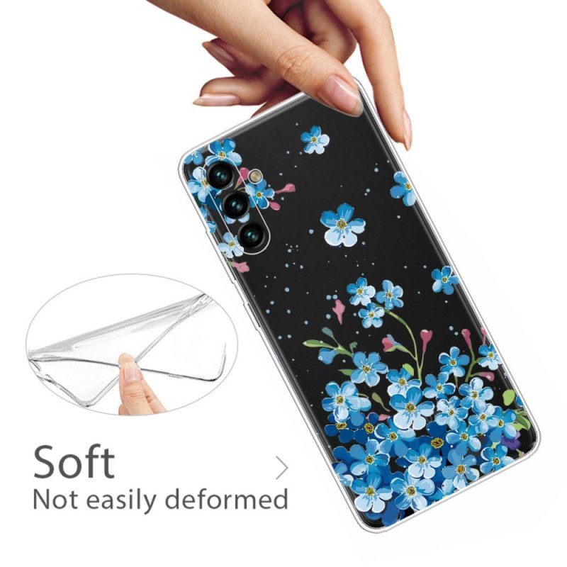 Θήκη Samsung Galaxy A13 5G / A04s Μπλε Λουλούδια