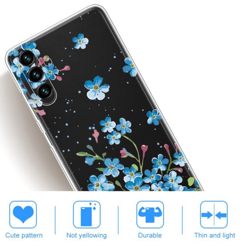 Θήκη Samsung Galaxy A13 5G / A04s Μπλε Λουλούδια