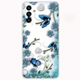 Θήκη Samsung Galaxy A13 5G / A04s Ρετρό Πεταλούδες Και Λουλούδια