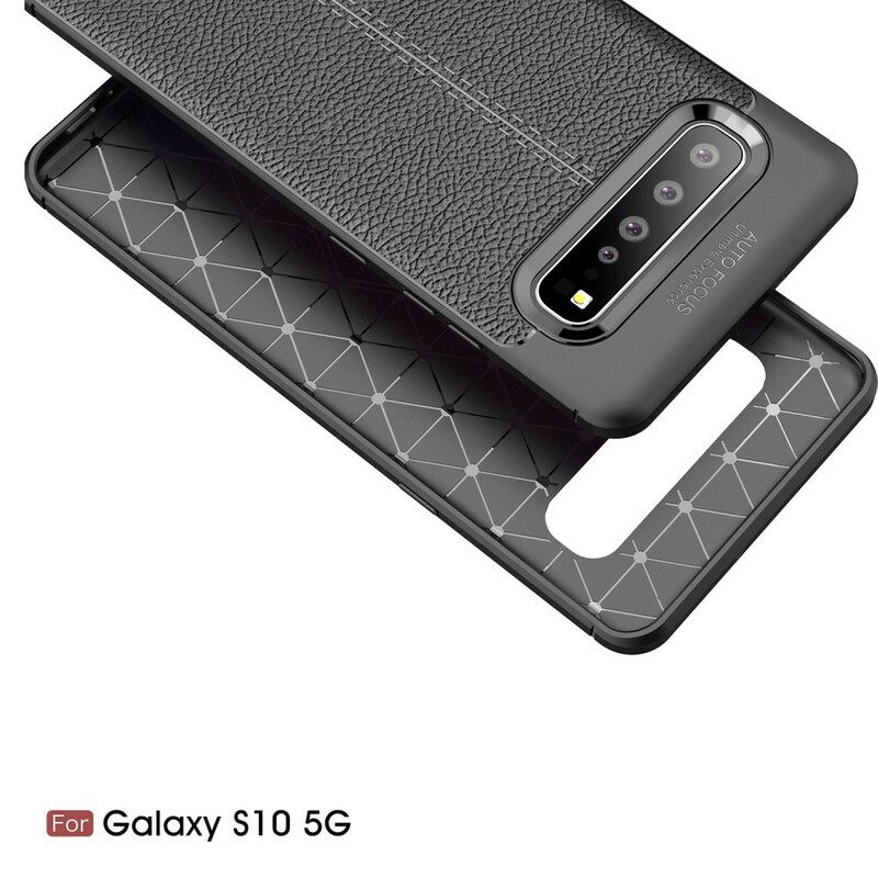 Θήκη Samsung Galaxy S10 5G Δερμάτινο Εφέ Litchi Διπλής Γραμμής