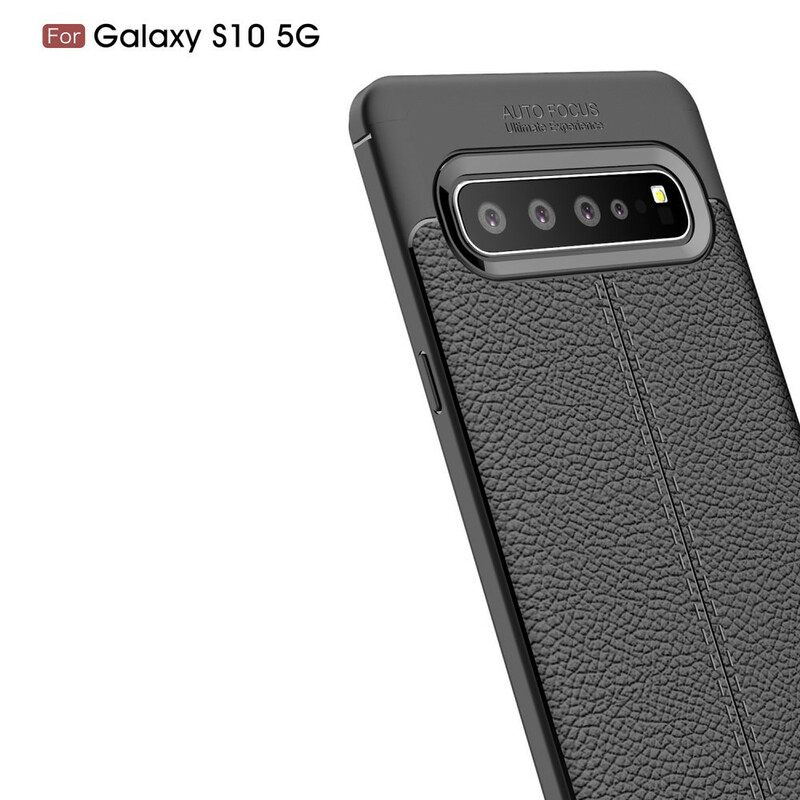 Θήκη Samsung Galaxy S10 5G Δερμάτινο Εφέ Litchi Διπλής Γραμμής