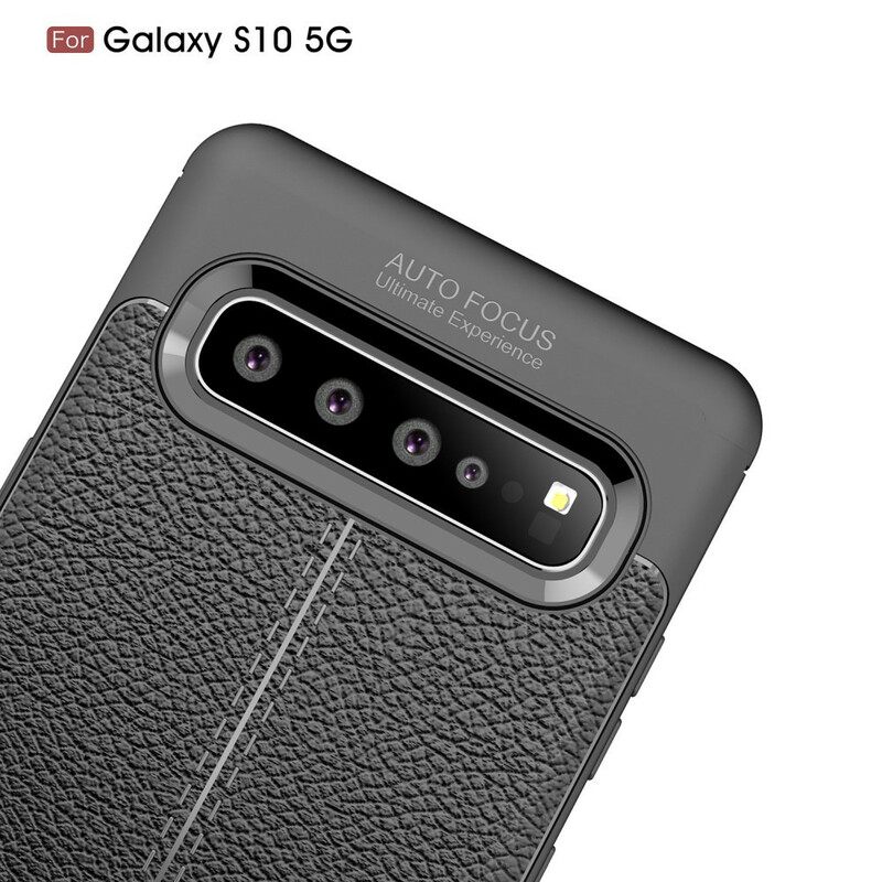 Θήκη Samsung Galaxy S10 5G Δερμάτινο Εφέ Litchi Διπλής Γραμμής