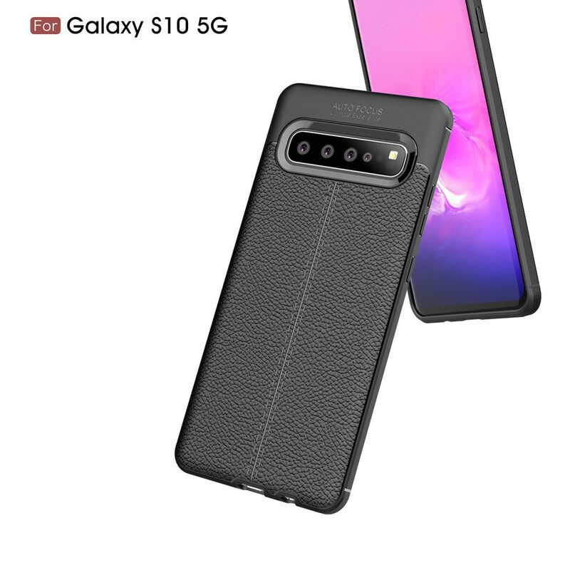 Θήκη Samsung Galaxy S10 5G Δερμάτινο Εφέ Litchi Διπλής Γραμμής