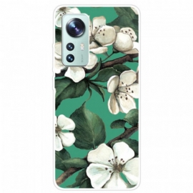 Θήκη Xiaomi 12 Pro Λευκά Λουλούδια Σιλικόνης