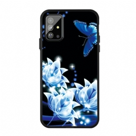 Θήκη Samsung Galaxy A51 Πεταλούδα Και Μπλε Λουλούδια